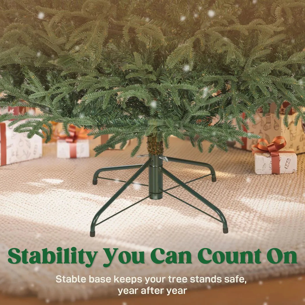HOMCOM 7ft Full Spruce Artificial Christmas Tree with 2942 Realistic Dense Tips, Foldable Metal Stand – Easy Assembly, Green