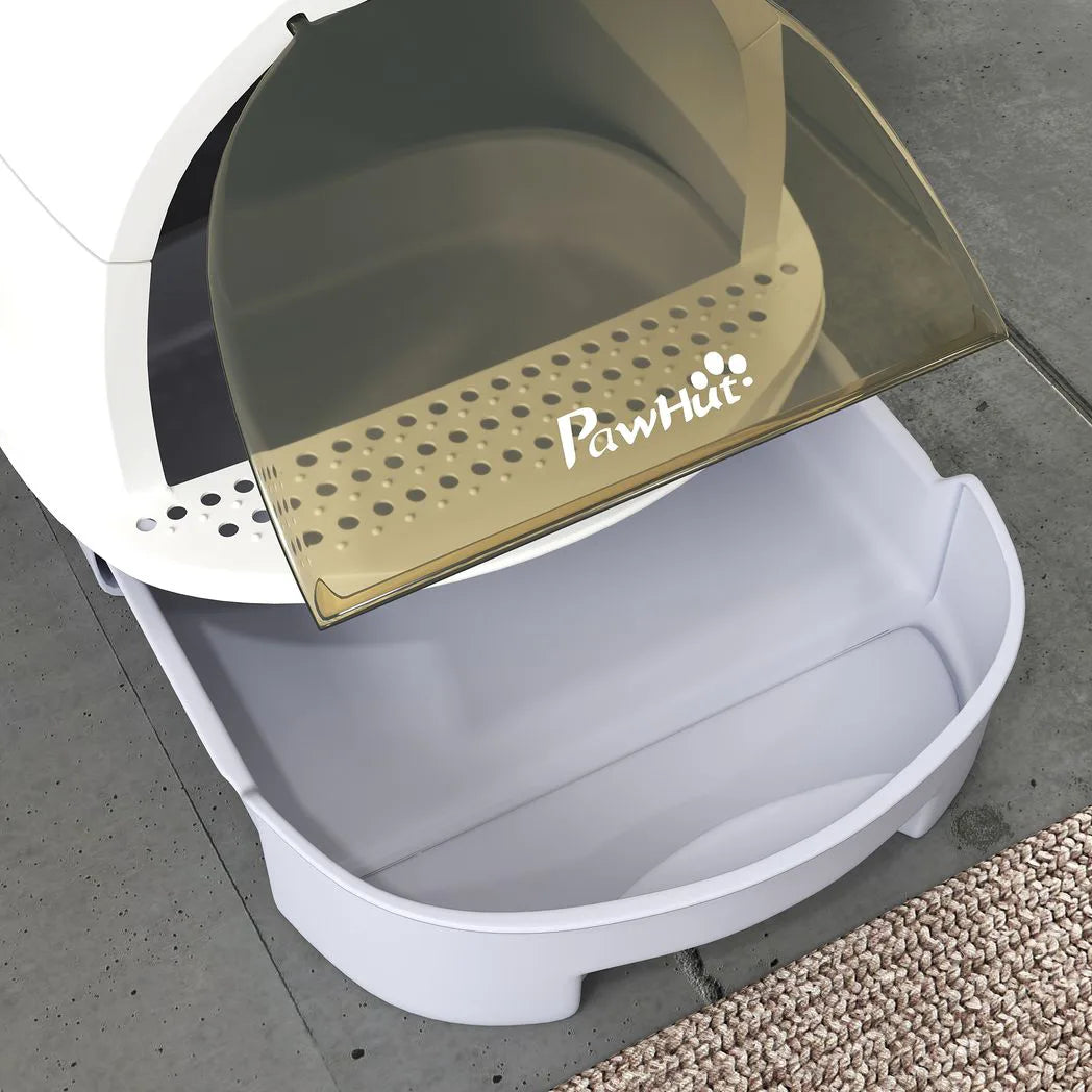 PawHut Enclosed Cat Litter Box with Pull-Out Drawer, Scoop and Deodorising Bags – Odour Control, Portable