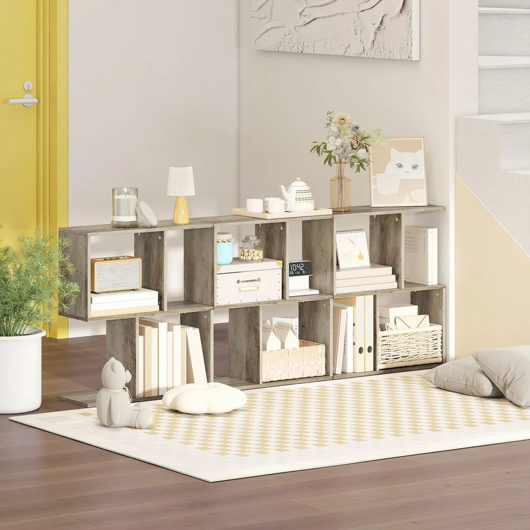 HOMCOM S-Shaped Narrow Side Table with 3-Tier Storage Shelves – Slim Living Room End Table, 50W x 19.5D x 58H cm, Grey
