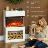 HOMCOM 19" Electric Fireplace with Mantel, 3D Flame Effect, Remote and Timer – 1000W/2000W, White