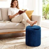 HOMCOM Round Velvet Storage Ottoman with Flip Lid Tabletop, 39.2L – 45 cm Footstool, Blue
