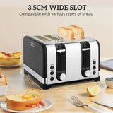 HOMCOM Textured Kettle and 4-Slice Toaster Set, 1.7L 3000W Rapid Boil Kettle – Kitchen Set, Black