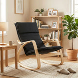 HOMCOM Rocking Lounge Chair with Headrest and Linen-Look Fabric – Relaxing Occasional Armchair, Black