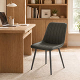 HOMCOM Faux Leather Dining Chairs Set of 2 with Metal Legs and Curved Back – Upholstered Kitchen Chairs, Grey