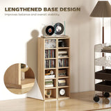 HOMCOM Set of 2 CD and Media Storage Tower Shelves with Adjustable Shelves and Anti-Tip Kits – Oak