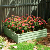 Outsunny Square Raised Garden Bed with Galvanised Steel Frame – 120 x 120 x 30cm Planter Box for Vegetables, Flowers and Herbs