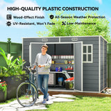 Outsunny 10 x 6ft Resin Garden Shed with Floor, Windows, Lockable Doors and Vents – Outdoor Storage, Grey