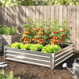 Outsunny 120 x 120 cm Raised Garden Bed with Galvanised Steel Frame – Open Base Planter for Vegetables and Herbs
