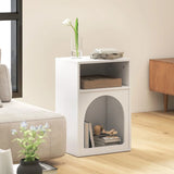 HOMCOM Narrow Bedside Table with 2 Open Compartments and Arched Design – Small Bedroom Nightstand, White