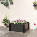 Outsunny Vinyl Raised Garden Bed Kit with Slotting Legs and Open Bottom – Modular 2 x 2 x 1ft Planter, Dark Grey