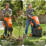 Outsunny 2500 W Electric Wood Chipper with 45L Collection Bag, 4300 RPM, 44 mm Cutting Diameter – Garden Shredder