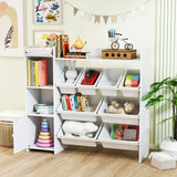 AIYAPLAY Kids Toy Storage Unit with 8 Removable Bins, Shelves & Cabinet – For Ages 3–8, White