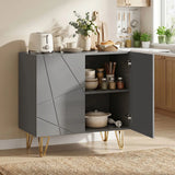 HOMCOM Modern Luxe High Gloss Sideboard with Hairpin Legs, Two Shelves – Kitchen Storage Cabinet, Grey