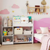 AIYAPLAY Bear Kids Toy Storage Unit with Open Bookshelf – Organiser for Bedroom, Nursery & Playroom, White