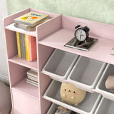 AIYAPLAY Kids Toy Storage Unit with 8 Removable Bins and Bookshelf – Toy Organiser, Pink