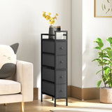 HOMCOM 4 Drawer Slim Fabric Chest of Drawers with Steel Frame – Narrow 20 cm Storage Cabinet for Small Spaces, Black