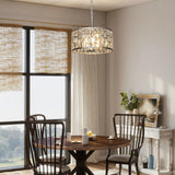 HOMCOM Crystal Chandelier with 72 Glass Pieces and 3 E14 Bulbs – Adjustable Ceiling Light, Silver-Tone