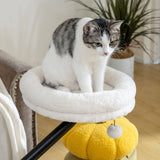 PawHut Cat Desk Bed with 360° Rotation – Adjustable Cat Hammock for Window, Table and Desk, Cream White