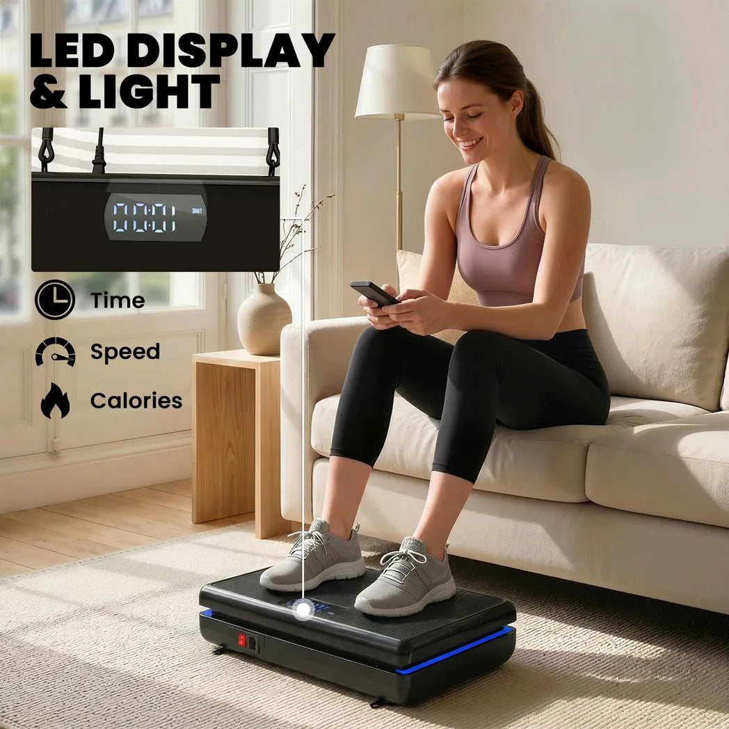 SPORTNOW Vibration Plate with 120 Speed Levels, 5 Programmes & Resistance Bands – Quiet Home Fitness Machine