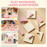AIYAPLAY 12-Piece Foam Modular Soft Play Set with Slide – Kids Convertible Play Sofa for Playroom, Pink