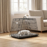 PawHut 30" Collapsible Car Dog Crate with Slanted Design, Tray & Handle, 76 x 48 x 53 cm – Small Dog Travel Cage