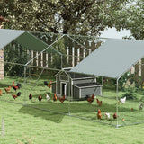 PawHut Wooden Chicken Coop with Nesting Boxes, Openable Roof and Pull-Out Tray – Outdoor Hen House, 150 x 100 x 97 cm