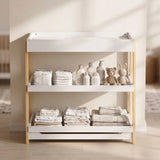 AIYAPLAY Baby Changing Table with 2 Storage Shelves & Waterproof Mat – Nursery Changing Unit, White