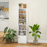 HOMCOM 6-Tier 156cm Tall Bookcase with Cupboard and Adjustable Shelves, Anti-Tipping Kit – White