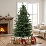 HOMCOM 6ft Artificial Christmas Tree – 180cm Hinged Xmas Tree with 2081 Tips and Solid Pine Wood Stand, Green