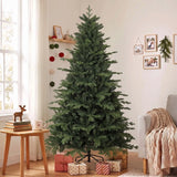 HOMCOM 7ft Artificial Christmas Tree with 2080 Realistic Tips, Hinged Wide Shape Xmas Tree, Green