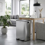 HOMCOM 56L Dual Compartment Pedal Bin with Deodoriser Holders & Soft-Close Lid – Stainless Steel