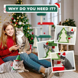 PawHut Christmas Cat Tree, 120cm Tower with Scratching Post, Bed, House and Toys – Festive Green