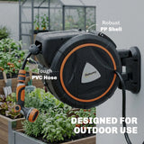 Outsunny 28m Retractable Wall-Mounted Hose Reel – Auto Lock, Slow Return, 12-Pattern Nozzles