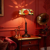 HOMCOM Tiffany-Style Rose and Butterfly Table Lamp – Multi