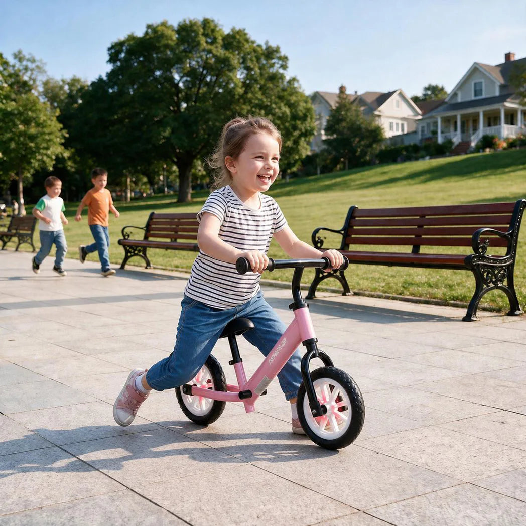 AIYAPLAY 11.2" Toddler Balance Bike with Light-Up Wheels, Adjustable Seat & Handlebar, 360° Steering – Ages 2-5, Pink