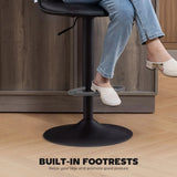 HOMCOM Set of 2 Faux Leather Swivel Bar Stools with Adjustable Height – Kitchen Island Breakfast Stools, Black
