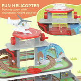 AIYAPLAY 79 Piece Wooden Train Set with Crane, Lift and Helipad – Mine-Themed Kids Train Track Toy