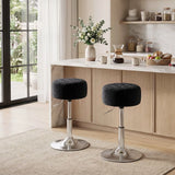 HOMCOM Adjustable Swivel Bar Stool with Velvet-Feel Padded Seat and Round Base – Kitchen Breakfast Stool, Black