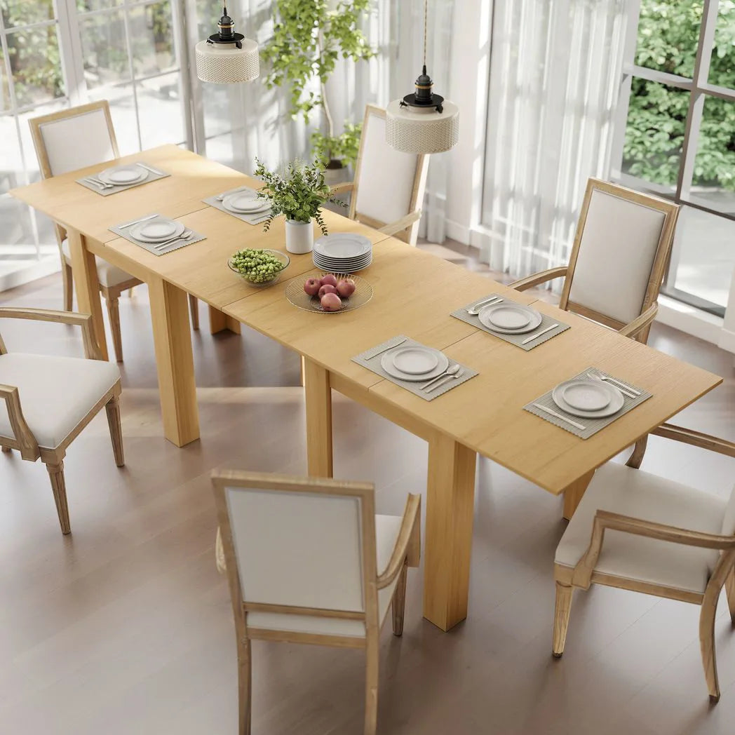 HOMCOM Folding Dining Table for 4-6 – Extendable Drop Leaf Kitchen Table for Small Spaces, Natural