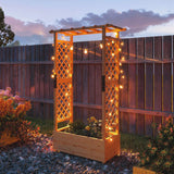 Outsunny Fir Wood Raised Garden Bed with Trellis Sides and Hanging Rail – 110 x 44 cm Planter