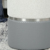 HOMCOM Nesting Round Storage Ottoman Set of 2 with Lift-Off Lids – Footstool and Vanity Stool, Cream and Grey