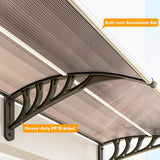 Outsunny 303 x 96cm Front Door Canopy with Polycarbonate Panels – UV-Resistant Rain Shelter Awning, Brown