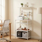HOMCOM Freestanding Industrial Shelving Unit with Wine Rack and 6 Hooks – Home Office Storage, White