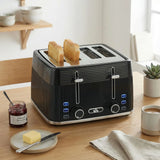HOMCOM 4 Slice Toaster with 7 Browning Levels, Dual Controls, Defrost and Reheat, Crumb Tray, Black