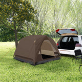 Outsunny 2-3 Man Dome Camping Tent with Sewn-in Groundsheet & Mesh Windows – Easy Set Up, 3000mm, Brown