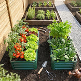 Outsunny Set of 2 Raised Beds for Garden, Galvanised Outdoor Planters for Herbs Vegetables