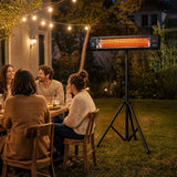 Outsunny 2500W Electric Infrared Patio Heater with Tripod, 3 Heat Settings & 24H Timer – IP65 Outdoor Garden Heater, Black