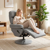 HOMCOM Manual Reclining Armchair with Footrest, Adjustable Backrest and 360° Swivel – Living Room Recliner, Grey