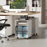 HOMCOM 2-Tier Printer Stand with Storage – Under Desk Printer Cart on Wheels, White