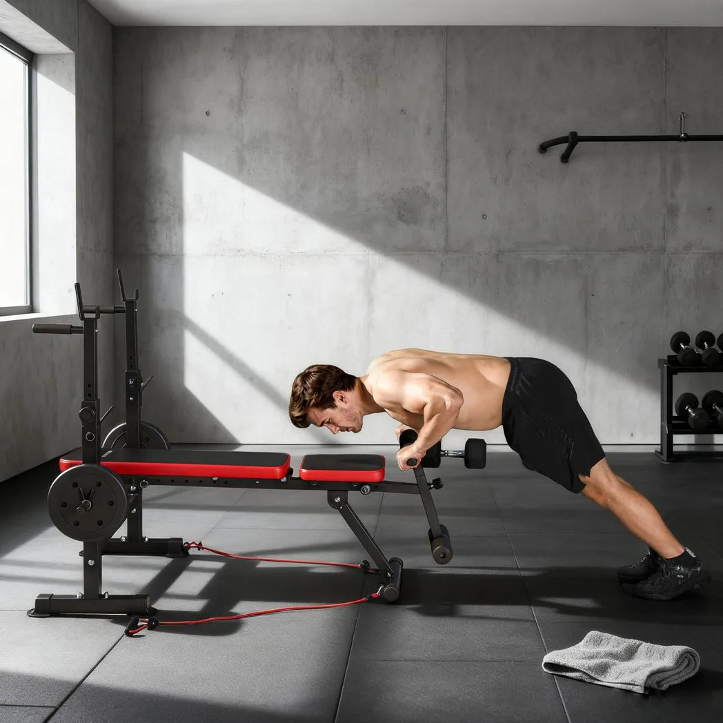 SPORTNOW Adjustable Weight Bench with Squat Rack & Dip Stand – Foldable Home Gym Bench, 420kg Capacity
